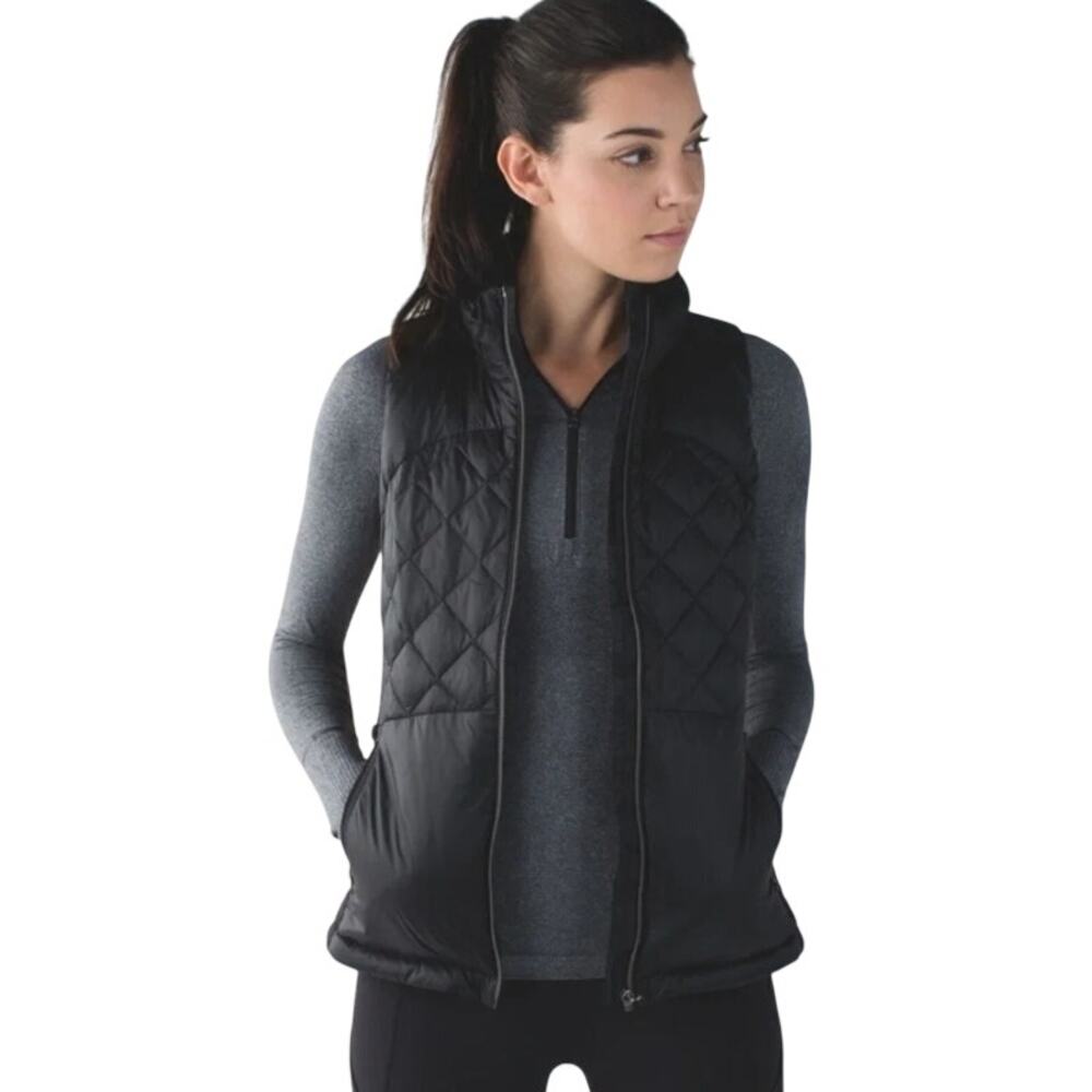 Lululemon Down For A Run Black Full Zip Goose Down Vest, Women's Medium